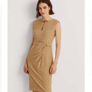 LAUREN RALPH LAUREN Chain-Print Buckle-Trim Jersey Dress